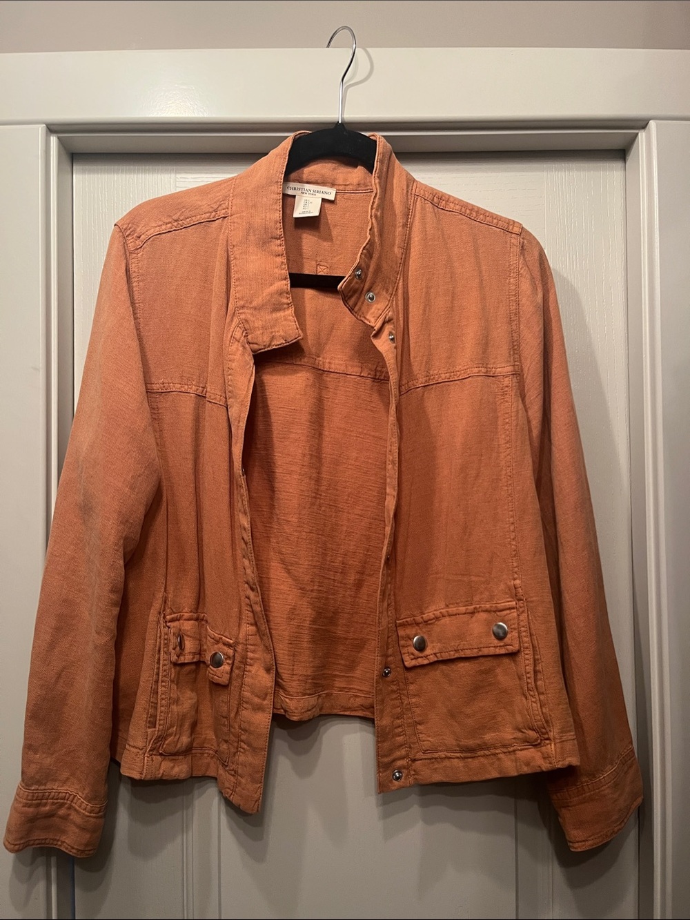 Christian Siriano Rust Orange Cotton Utility Jacket